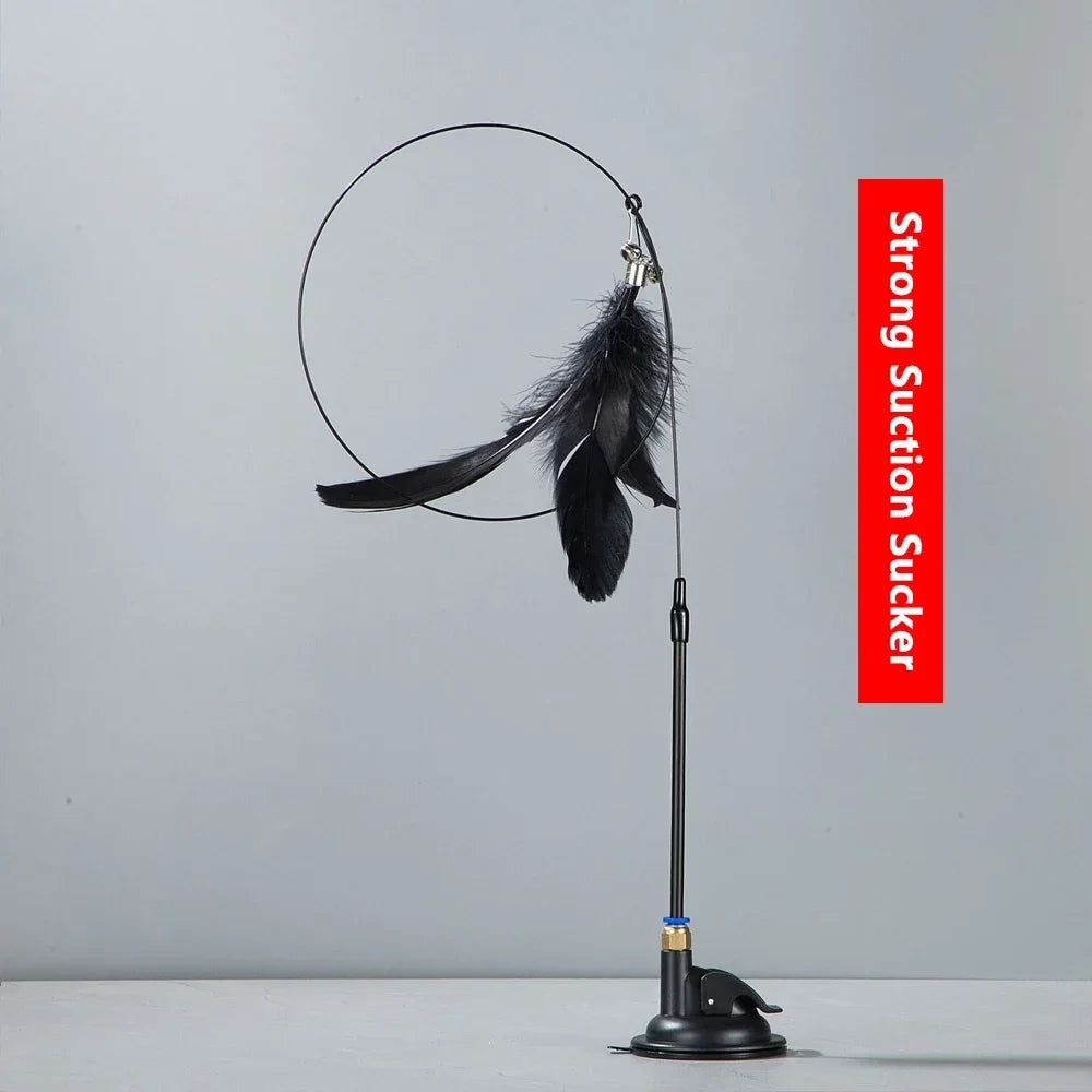 Jouet à Plumes Interactif pour Chat – Avec Clochette et Ventouse Fixable