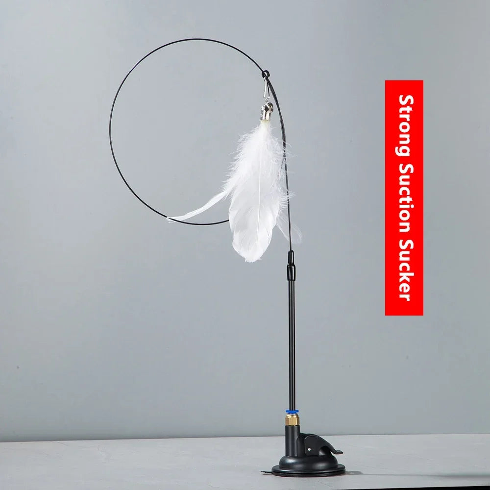 Jouet à Plumes Interactif pour Chat – Avec Clochette et Ventouse Fixable