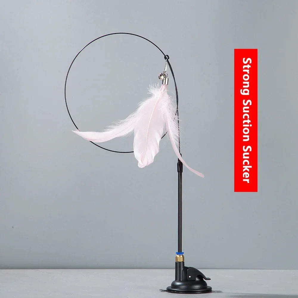 Jouet à Plumes Interactif pour Chat – Avec Clochette et Ventouse Fixable