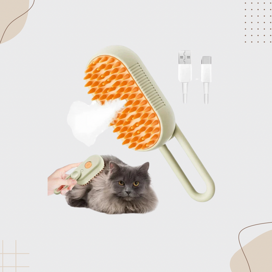 Brosse à Vapeur 3 en 1 pour Animaux – Massage, Démêlage & Nettoyage Doux