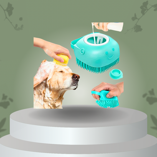Brosse de Bain 2 en 1 pour Animaux – Massage et Distributeur de Shampoing