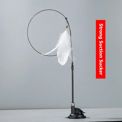 Jouet à Plumes Interactif pour Chat – Avec Clochette et Ventouse Fixable
