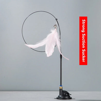 Jouet à Plumes Interactif pour Chat – Avec Clochette et Ventouse Fixable